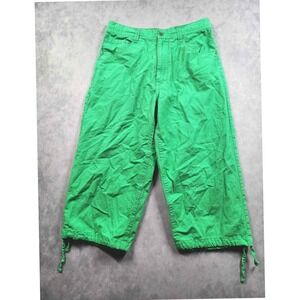 Raw Blue Ripstop Cargo Capri Pants Womens 30 Green Y2K Streetwear Wide Leg